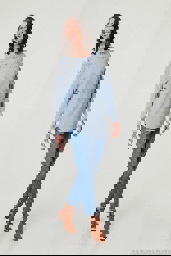 Blue | Sparkly Embellished Relaxed Jumper