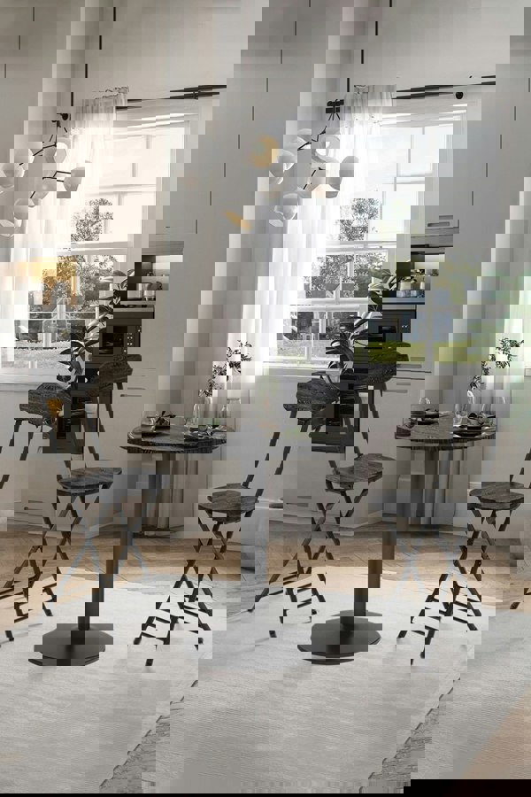 Living and Home 3pcs Round Dining Table and 2 Folding Chairs Set Bistro Coffee Table Set Furniture