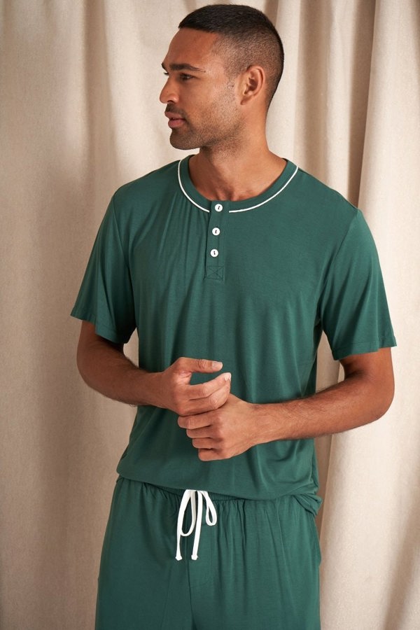 Mister You Bamboo Short Pyjama Set in GreenNightwear