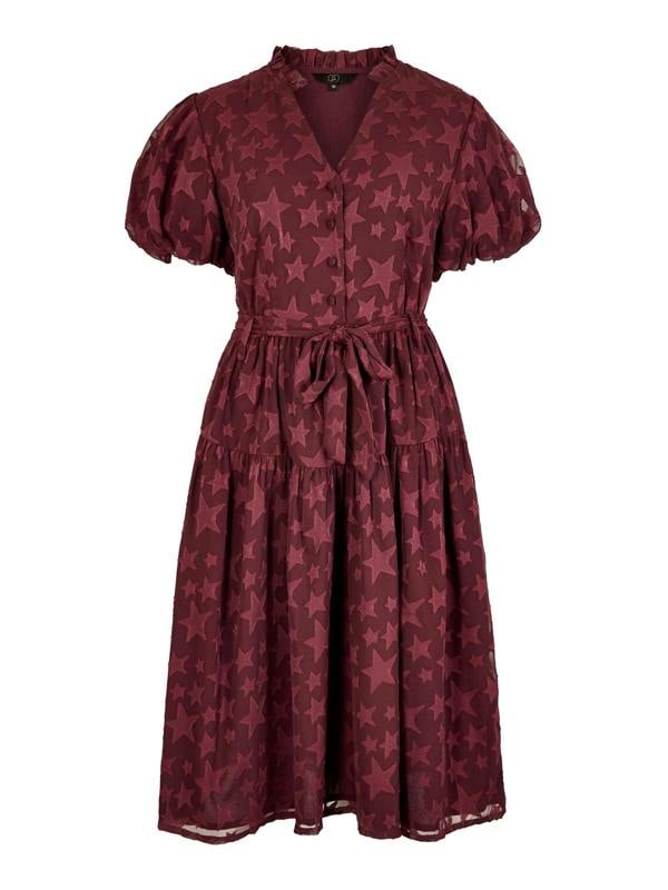 GWD Gerri Jacquard Burgundy Midi Dress