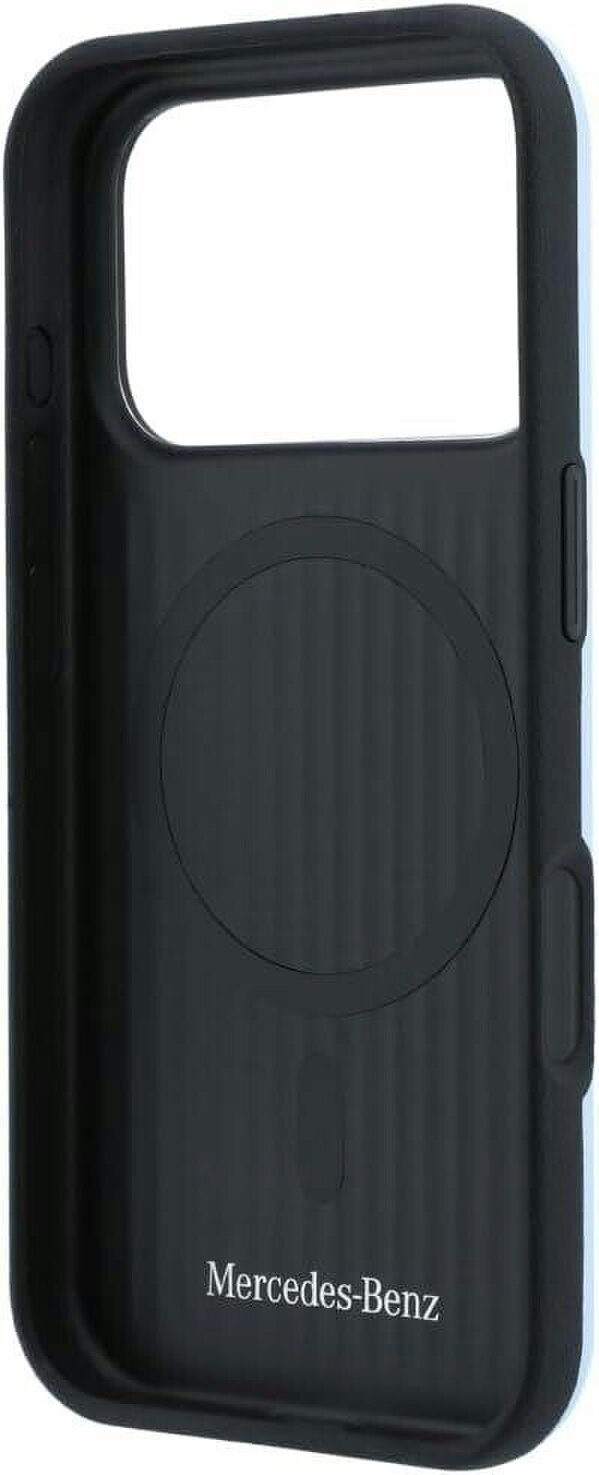 Mercedes Leather Semi Wrap Iconic Line Case with MagSafe for iPhone 17/18 Pro 6.3" Blue - MEHMP18L25PFWSTB