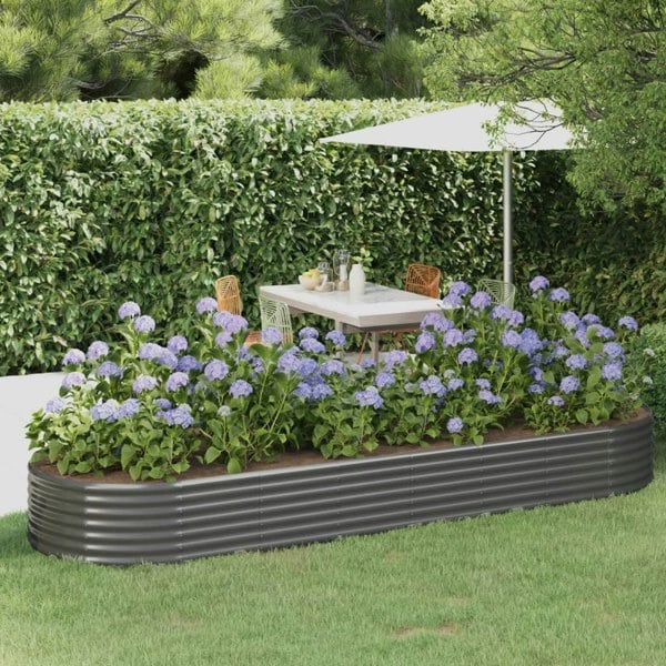 Berkfield Garden Raised Bed Powder-coated Steel 322x100x36 cm Grey