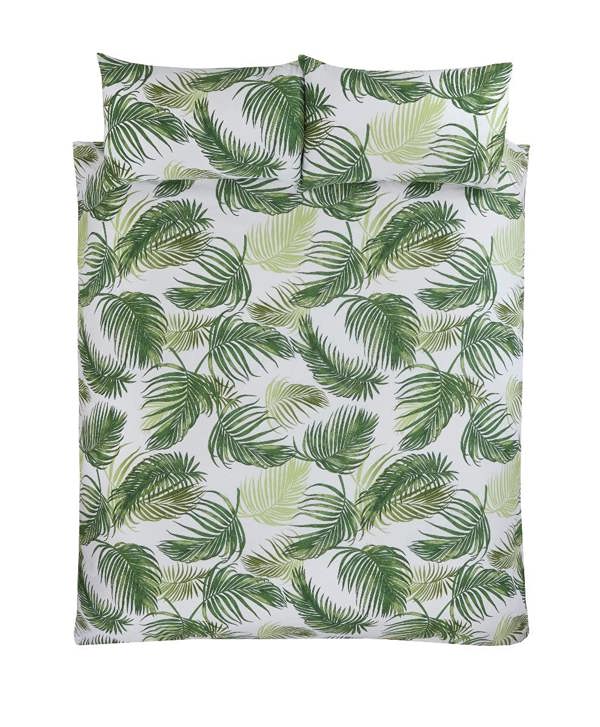 Smart Living Palm Print Duvet Cover With Pillowcases - Green