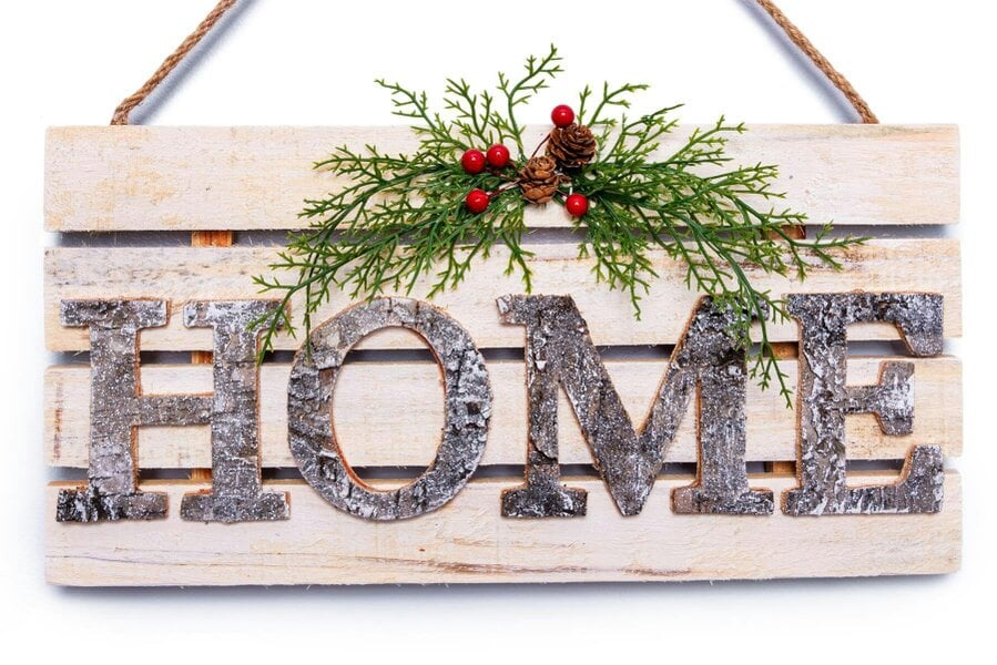 Shatchi 20x40cm Wooden HOME Letters Sign Christmas Wall Frame Decoration for Festive Indoor Display