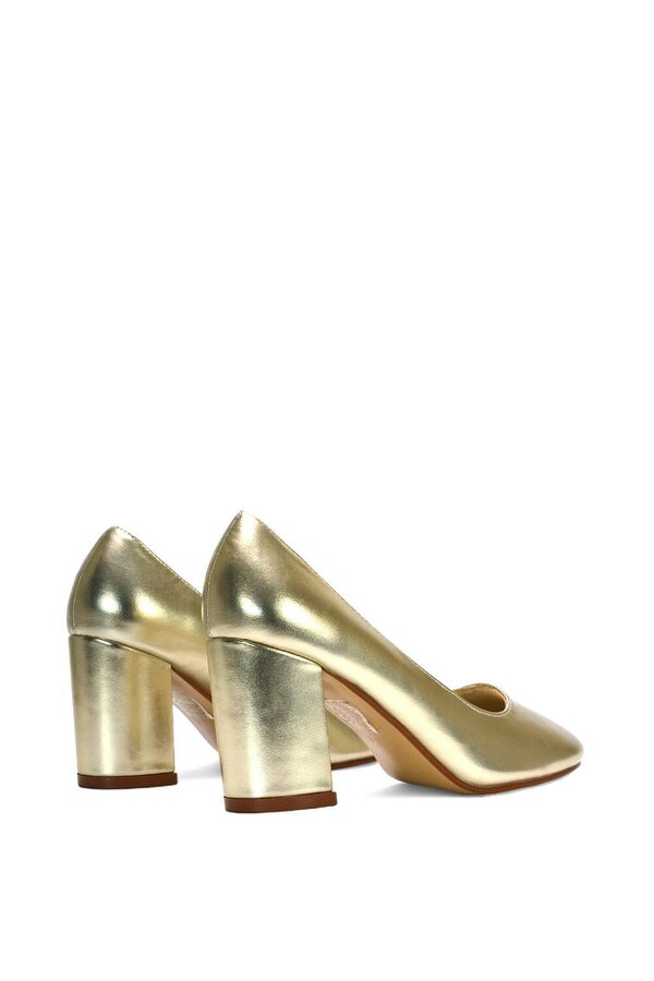 XY LONDON Round Toe Mid Block Heel Court Shoe Heels
