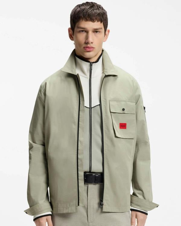 HUGO Emmond Mens Zip Overshirt - Light/Pastel Green 337