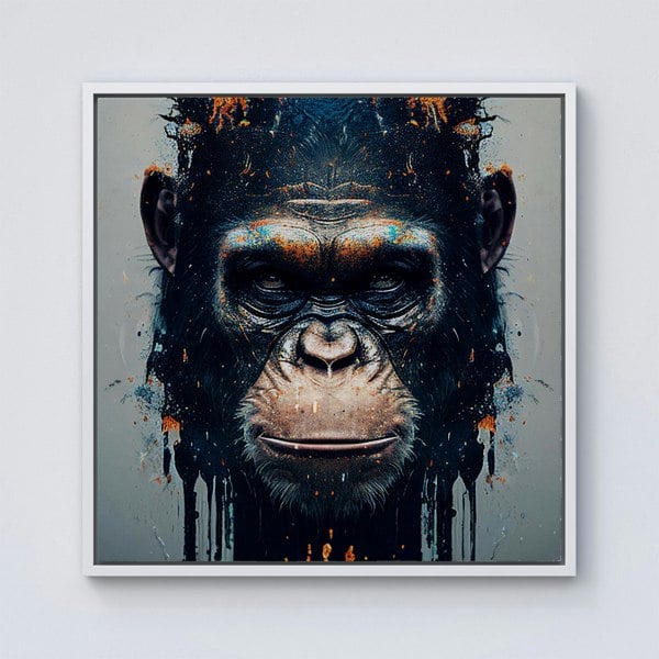 Warren Reed Gorilla Face Splash Art Framed Canvas