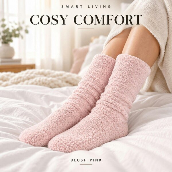 Smart Living 2 Pairs of Teddy Socks - Blush Pink