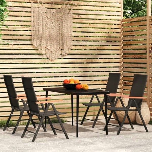 Berkfield 5 Piece Garden Dining Set Black