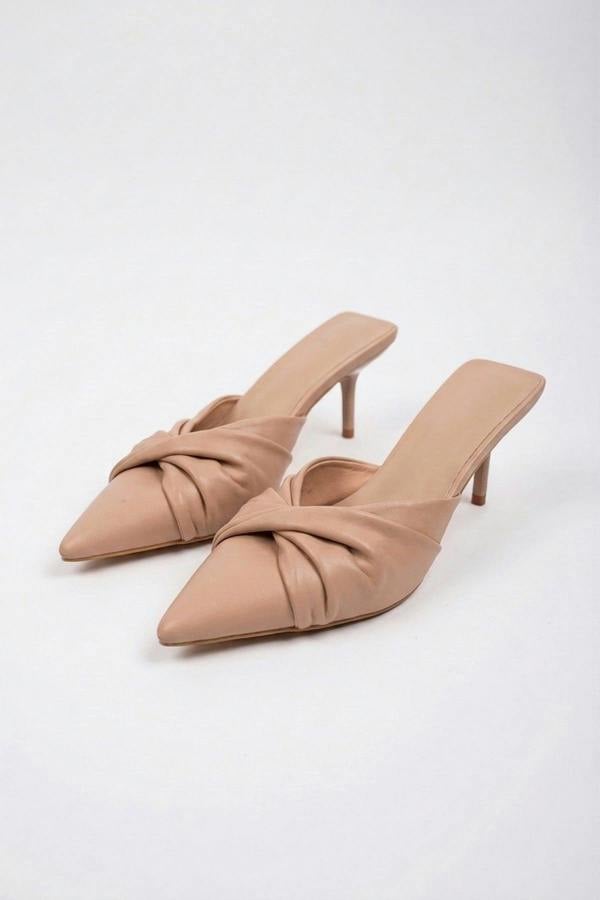 ikrush Ines Knotted Front Pointed Toe Kitten Heel Mules
