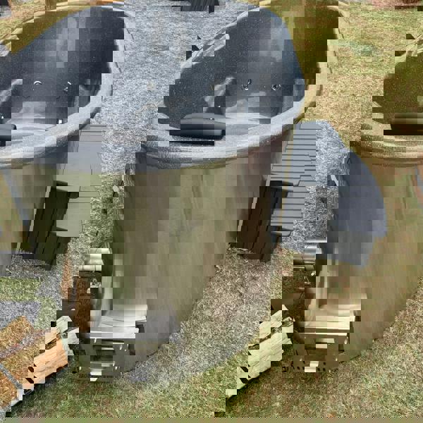 Layzee Living wood-fired  ofuro tub end view