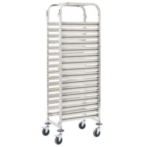 Berkfield Kitchen Trolley for 16 Trays 38x55x163 cm Stainless Steel