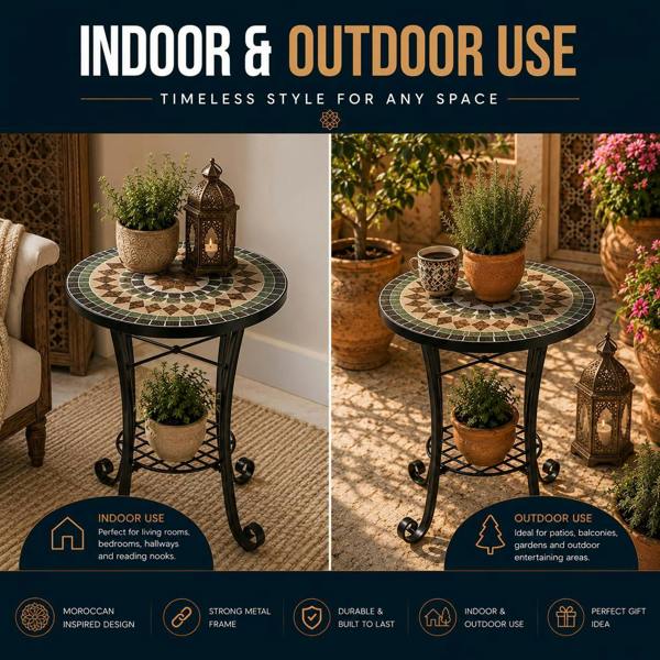 35cm Marrakech Mosaic Plant Stand/Side Table image 6