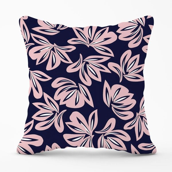 Warren Reed Pink Navy Floral Botanical Pattern Cushions