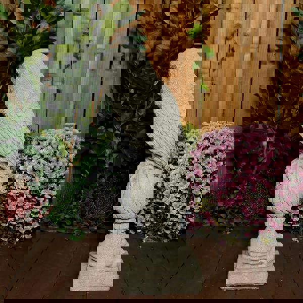 Stone Cast Owl on Post Garden Bird Statues