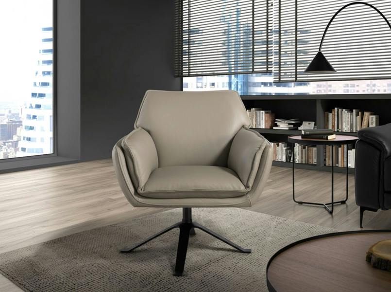 Angel Cerdá Dark grey leather swivel armchair 5125