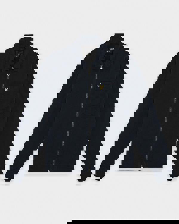 Lyle & Scott Enzyme Wash Mens Zip Overshirt - Z271 Dark Navy | CHO | Designer Mens Overshirts