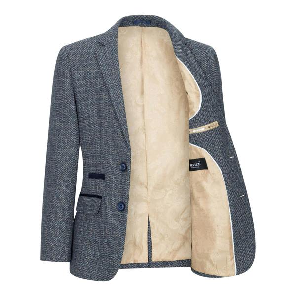 Paul Andrew Boys 3 Piece Blue Tweed Check Vintage Retro Suit