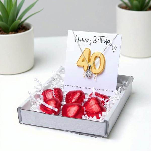 Aye Do Gifts 40th Birthday Necklace Gift Box, Silver Cubic Zirconia Jewellery