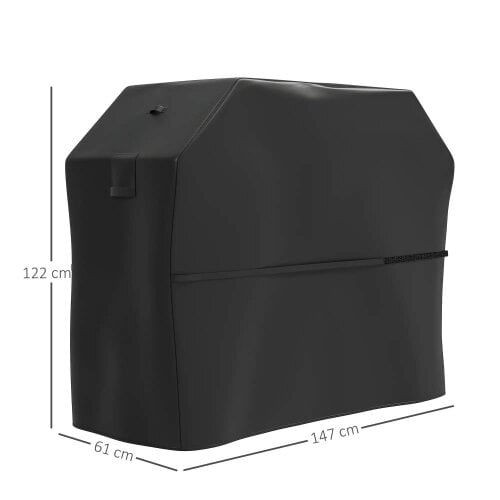 Bobobiy BBQ Cover for Rectangular Gas Grill, 600D UPF30+ Oxford Fabric Barbecue Cover for Waterproof Protection Rip-Proof, 147 x 61 x 122 cm, Black