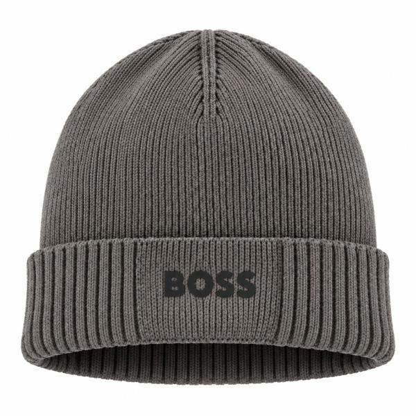 BOSS Asic Logo Beanie Hat Grey
