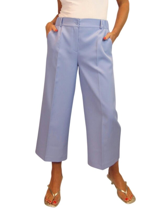 Paulo Due Womens Wide Leg Cropped Tailored Trousers - Lilac