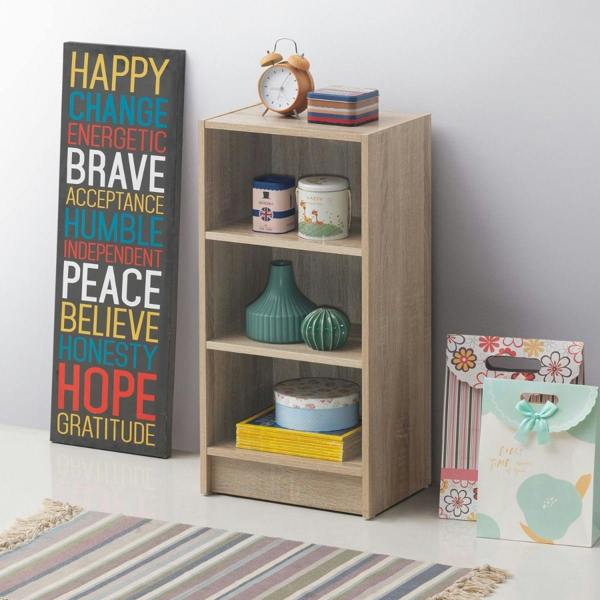 Timber Art Design Small 3 Tier Cube Bookcase Display Shelving Storage Unit Wood Furniture