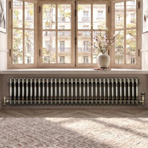 Monstershop Traditional 3 Column Radiator - 300 x 1460mm - Raw Metal