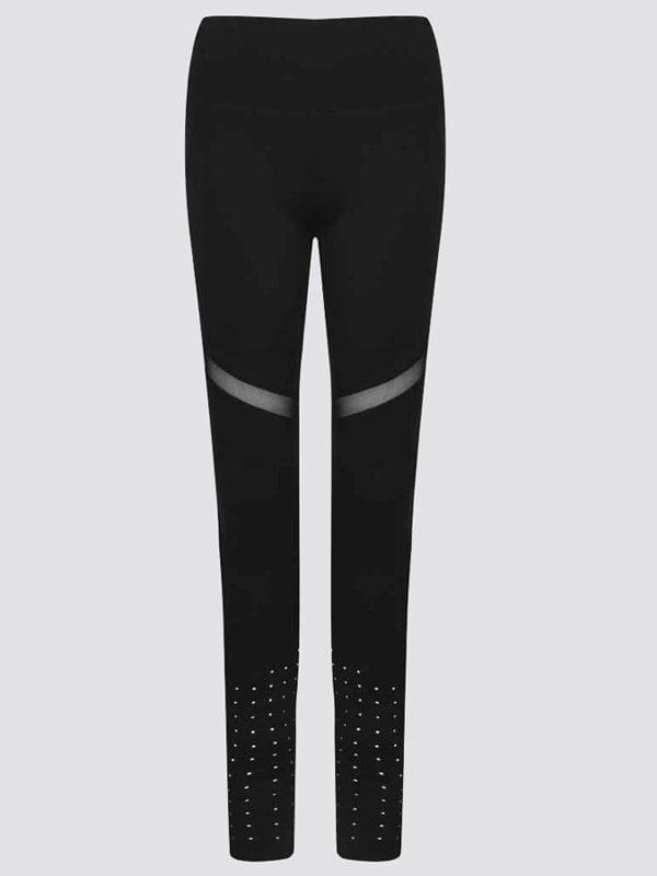 Tombo Mesh Panelled Women's Black Leggings