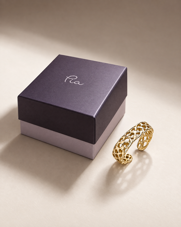 Pia Woven Wishes 14ct Gold-Plated Lattice Open Ring