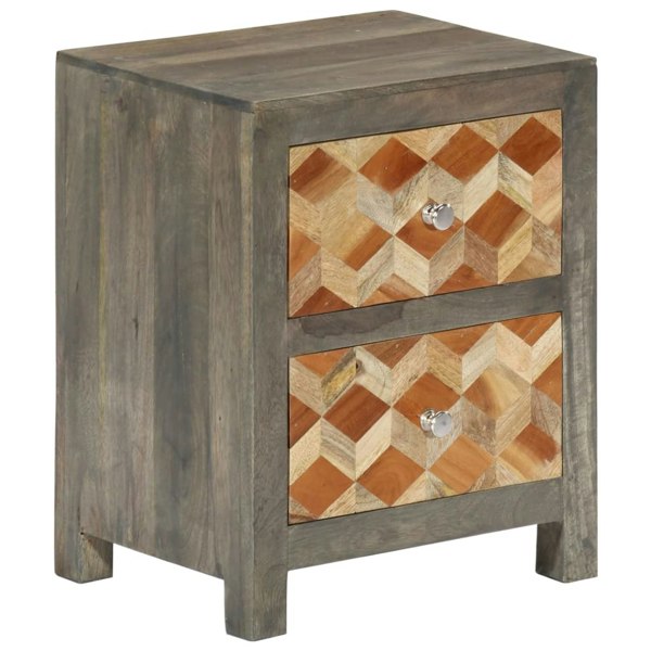 Berkfield Bedside Cabinet Grey 40x30x50 cm Solid Mango Wood