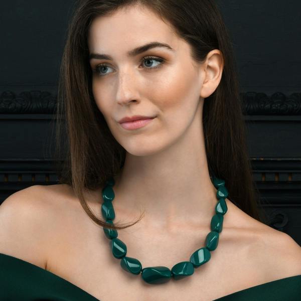Zavana Twisted Green Chunky Statement Necklace for Women