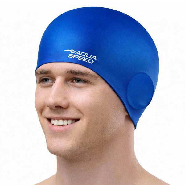 Aqua Speed Unisex Adult Full Ear Coverage Swimming Cap | Soft Silicone Cap for Pool Use