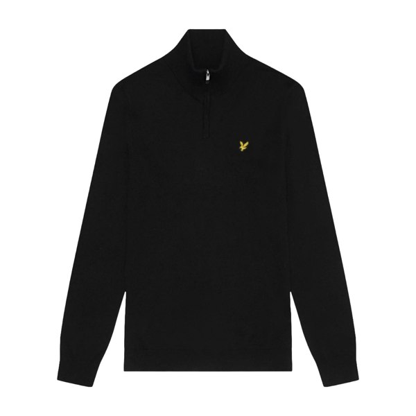 Lyle & Scott Mens Merino Wool Quarter Zip Golf Jumper - Jet Black