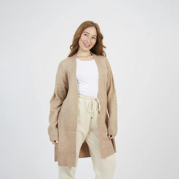 Brave Soul Tan Longline Dropped Shoulder Cardigan - Tan Image 1