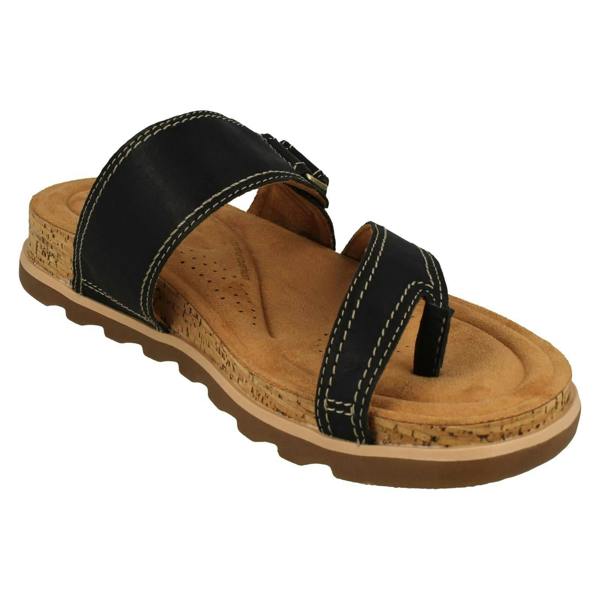Clarks Ladies Clarks Strappy Toe Post Wedge Heeled Sandals Yacht Beach