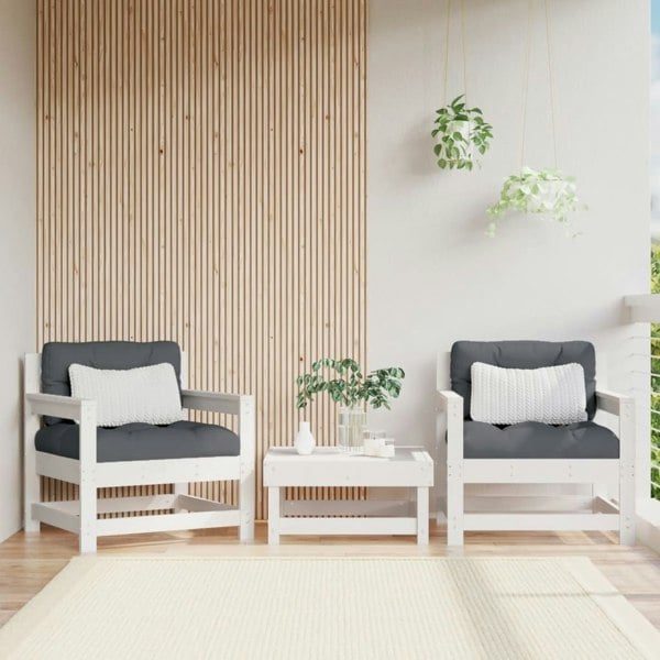 Berkfield Garden Chairs with Cushions 2 pcs White Solid Wood Pine