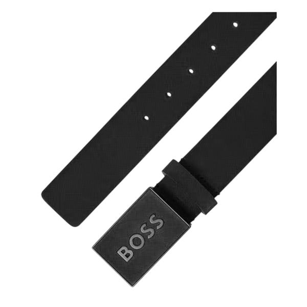 Boss Logo Leather Belt - Black - 