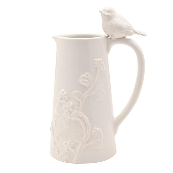 Hestia Tall White Floral Bird Jug