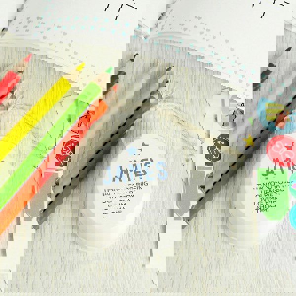 Personalised Memento Company Personalised Blue Star White Wooden Yoyo