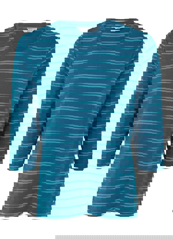 PennyPlain Scoop Neck Striped Top Top - Wedgewood