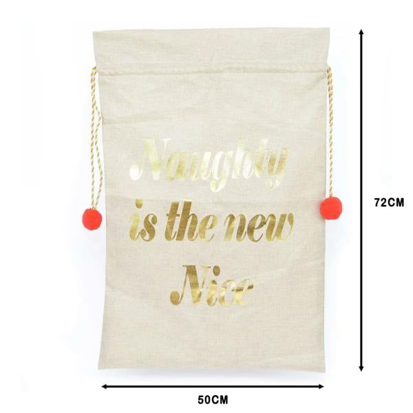 Large Hessian Santa Sack with Naughty Is The New Nice Message for Christmas Gift Storage image 8