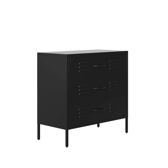 Wyld Haus Flamingo Black Metal Storage Chest 3 Drawers