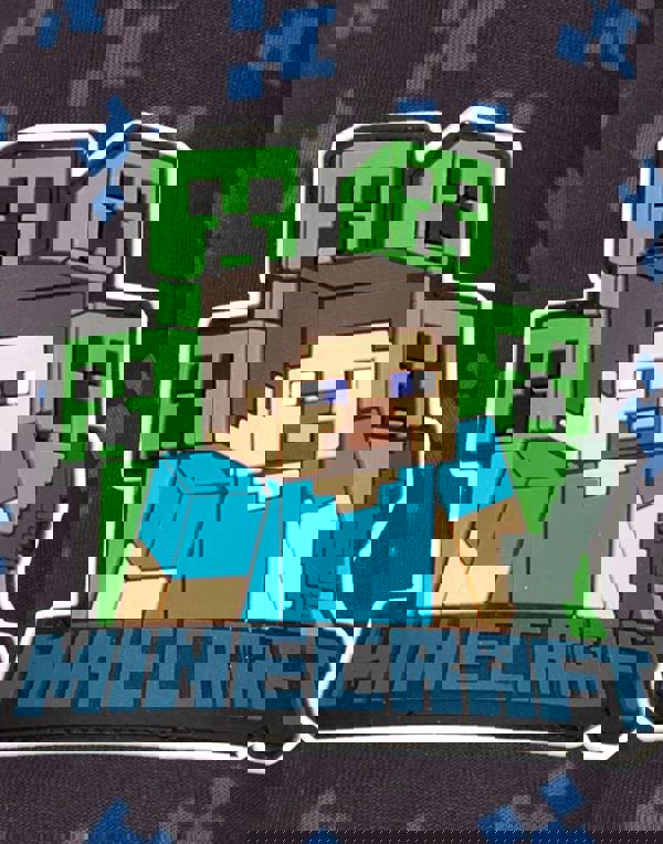 Minecraft Boys Blue Creeper Zombie Sequin Applique Slip On Loafer Slippers [dis]