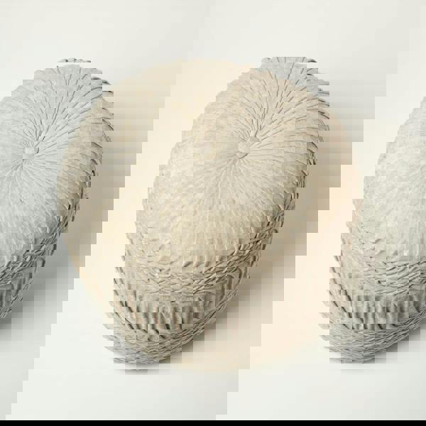 HOMESCAPES Sofia Pleated Velvet Pouffe