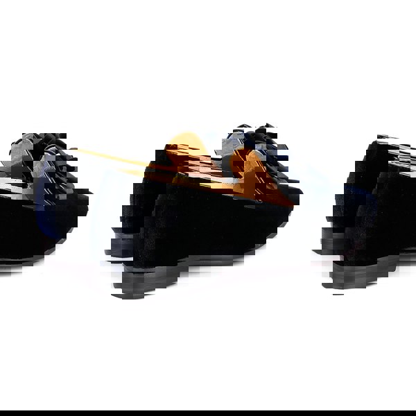 David WeJ Blue Leather Velvet Bow Tie Loafers