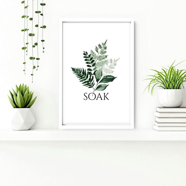 Wall decor for a bathroom | Set of 3 botanical framed wall art