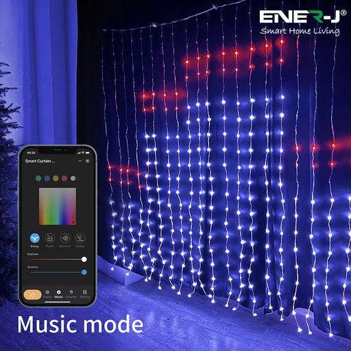 ENER-J Smart Curtain Fairy Lights 2x2m, 400 LEDs, Remote Included, App & Voice Control, Bedroom, Party & Home Decor