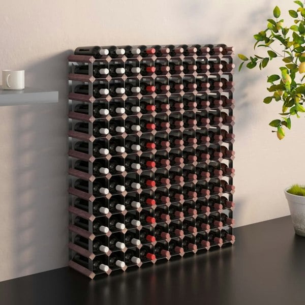 Berkfield Wine Rack for 120 Bottles Brown Solid Wood Pine
