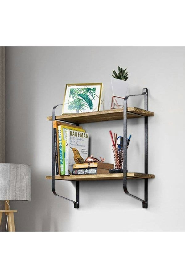 Living and Home 2 Tier Decor Floating Wall Shelf